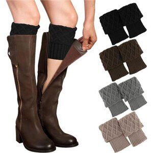 4 Pairs Women's Winter Warm Boot Cuffs Crochet Knitted Boot Socks